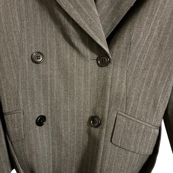 Dries Van Noten Gray Pinstripe Belted Blazer Wool Blend Size 36 US 4 - Picture 4 of 11